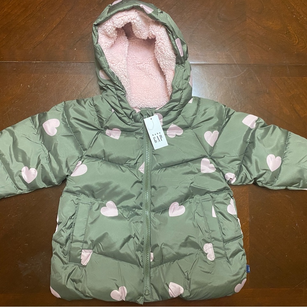 Baby GAP Green and Pink Puffer Coat